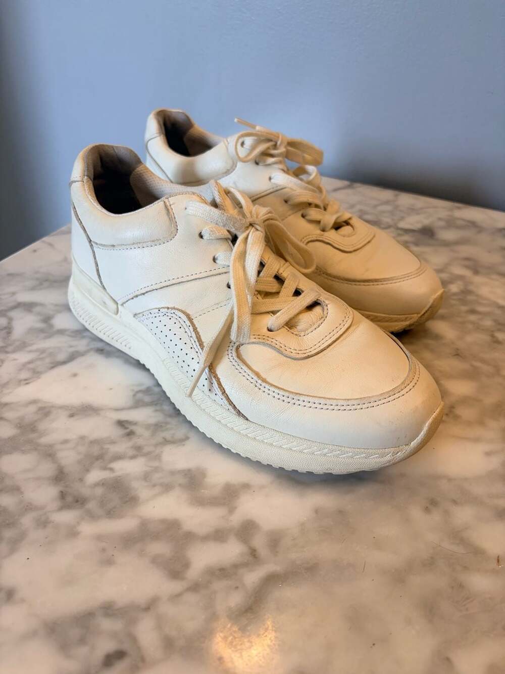 Everlane O The Trainer Off-White Leather Low Top Sneakers W9 M7